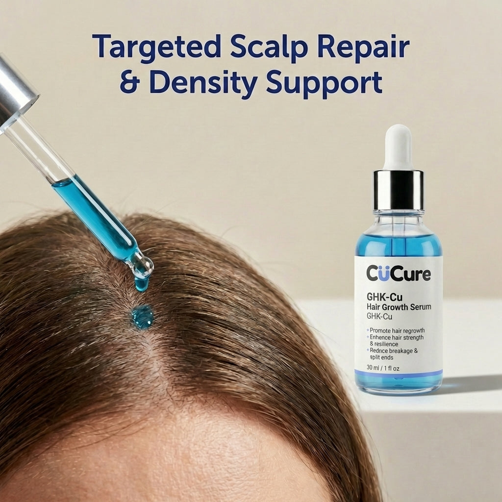 GHK-Cu copper peptide hair treatment applied to scalp