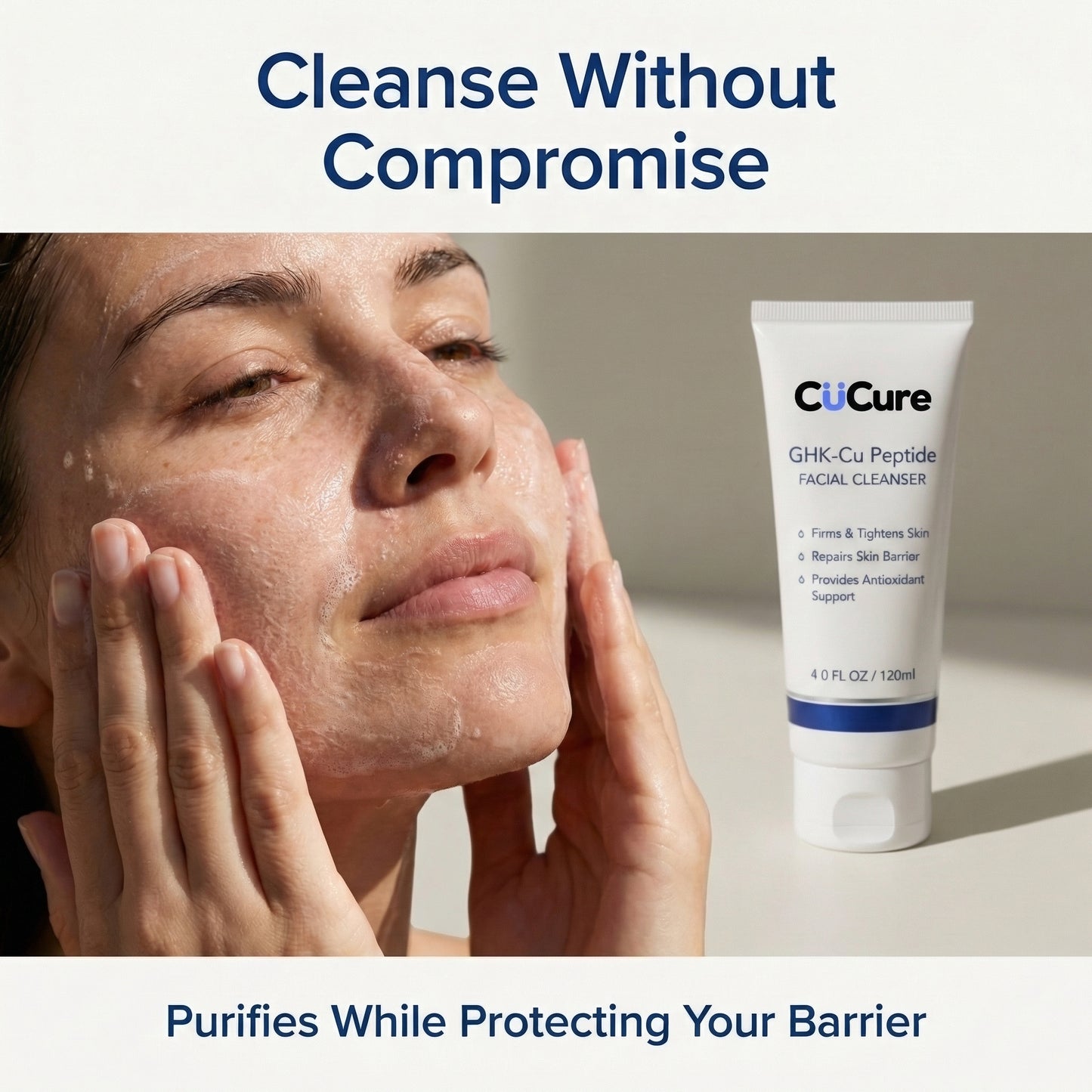 Professional copper peptide skincare facial cleanser