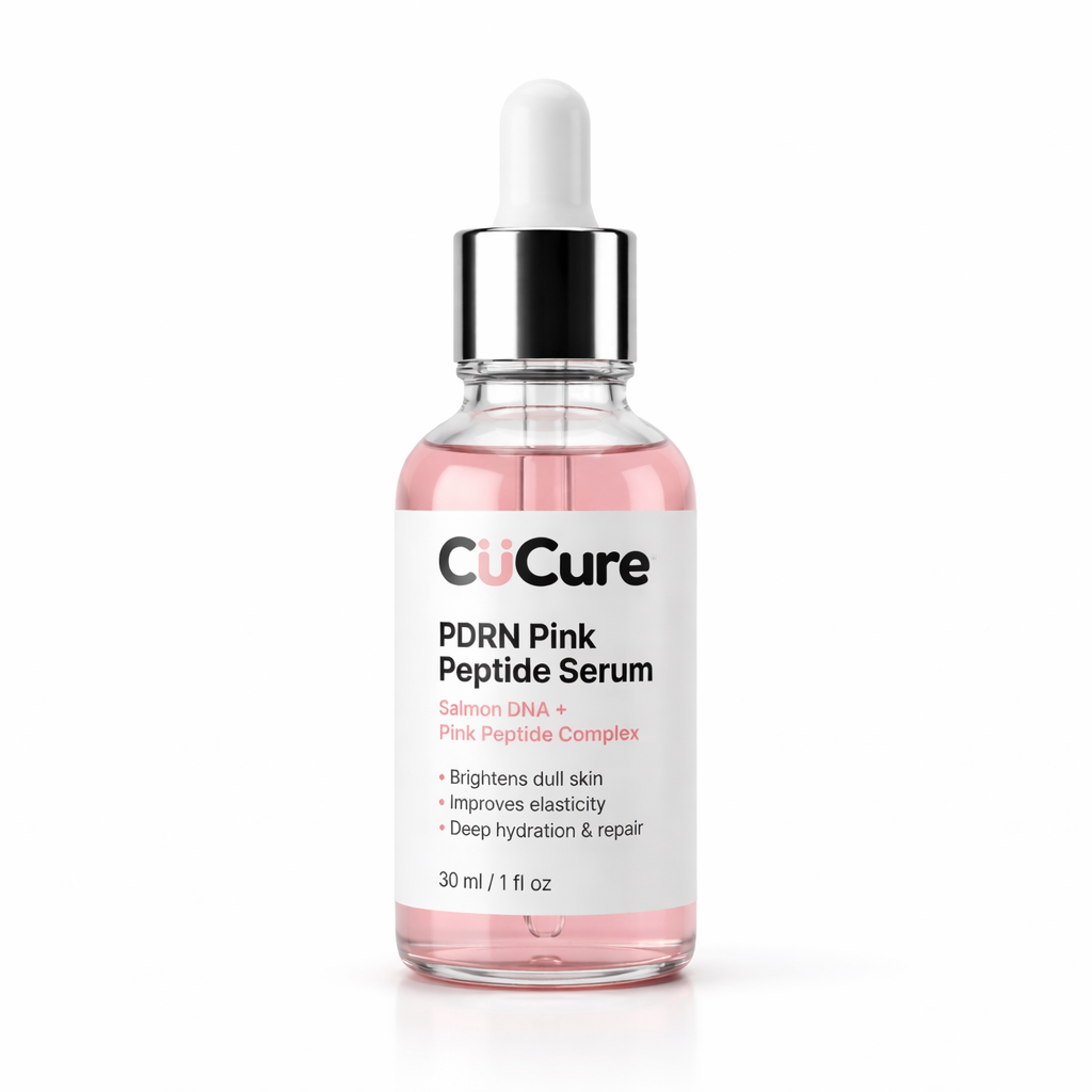 CuCure PDRN salmon DNA repair serum skincare bottle on white background