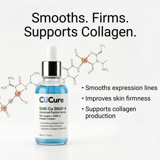 GHK-Cu copper peptide and SNAP-8 serum supporting skin firmness