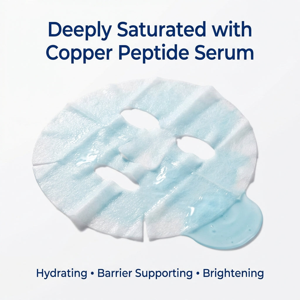 GHK-Cu peptide face mask supporting smoother looking skin