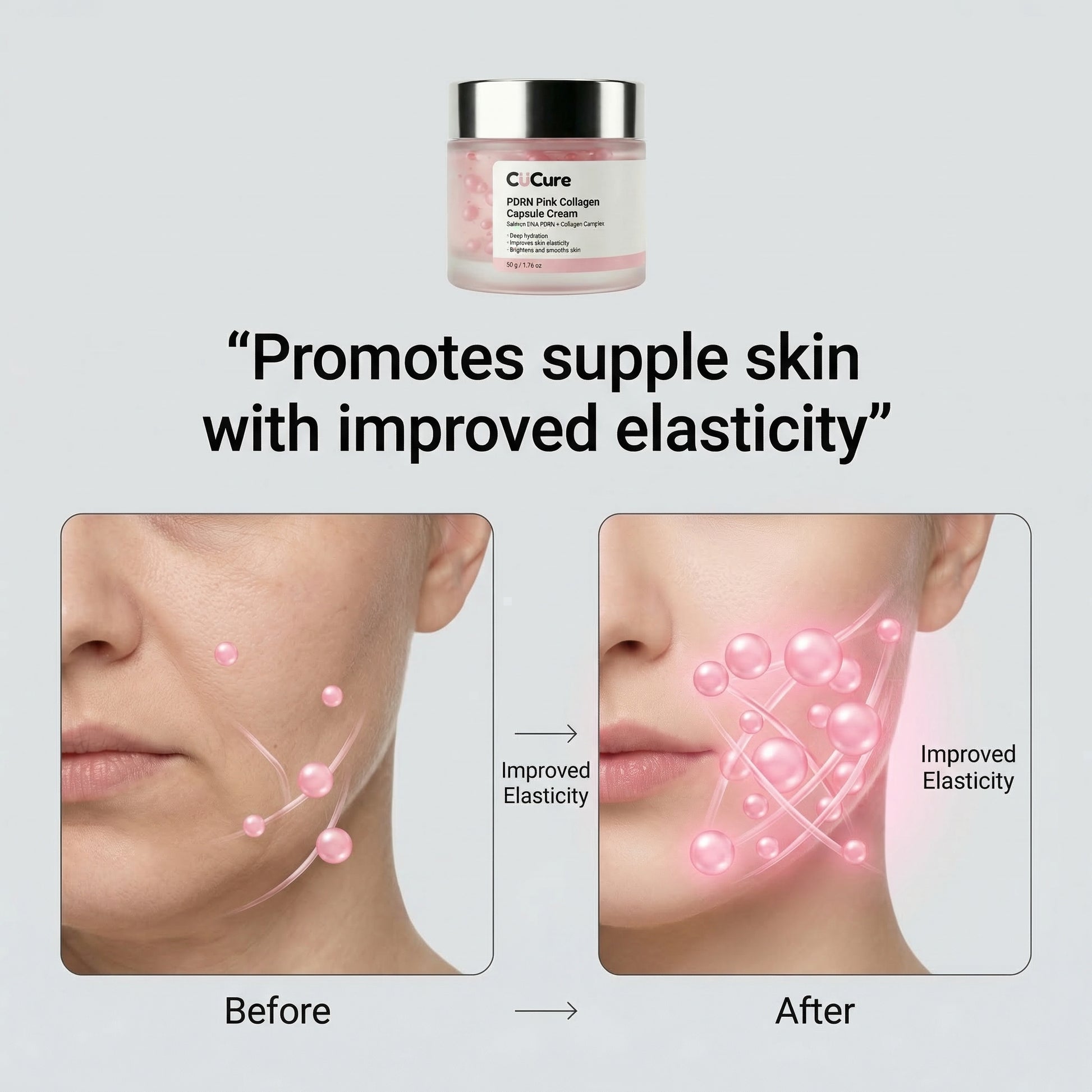 PDRN collagen capsule cream texture showing hydrating skincare formula